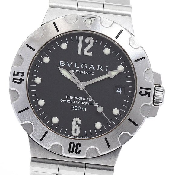 BVLGARI Diagono Scuba SD38S Date black Dial Automatic Men's Watch - Picture 10 of 12